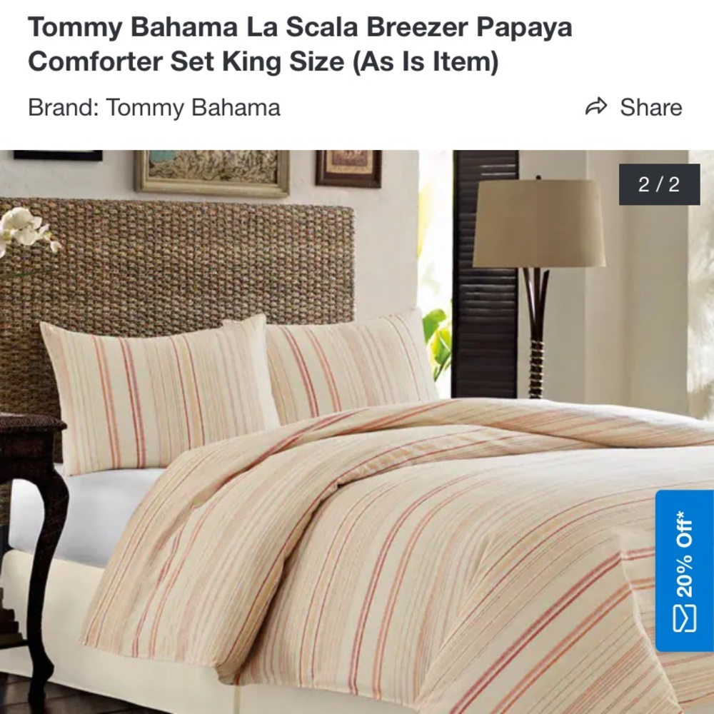 Queen size duvet cover only linen blend used Tommy Bahama Excellent Condition